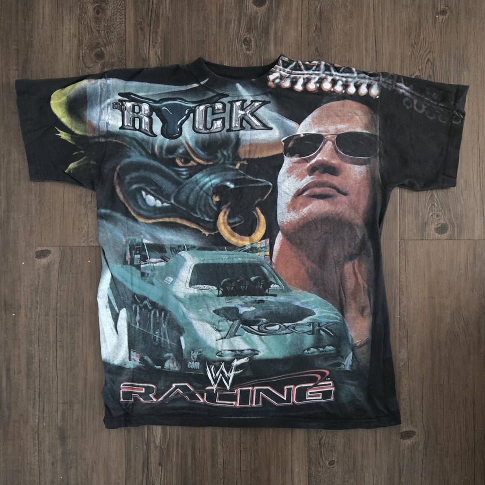 WWE The Rock Racing Graphic Tee - Black and Blue